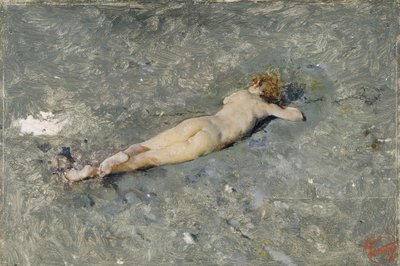Nude on the Beach at Portici (Painting by Mariano Fortuny) by Mariano Fortuny y Marsal