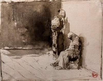 Two Arab Beggars on a Street Corner by Mariano Fortuny