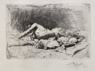Man rolling on the ground by Mariano José María Bernardo Fortuny y Carbó