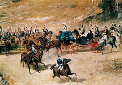 Queen María Cristina and her Daughter, Isabel II, Reviewing the Artillery Batteries Defending Madrid in 1837 (detail) by Mariano José María Bernardo Fortuny y Carbó