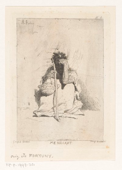 Sitting Beggar with Stick by Mariano José María Bernardo Fortuny y Carbó