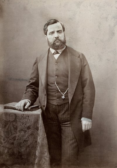 Three-quarter length portrait of the painter Thomas Couture, with moustache and thick beard by Marie Alexandre Alophe