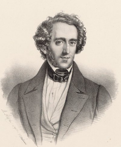 Portrait of the Pianist and Composer Felix Mendelssohn Bartholdy by Marie Alexandre Menut Alophe