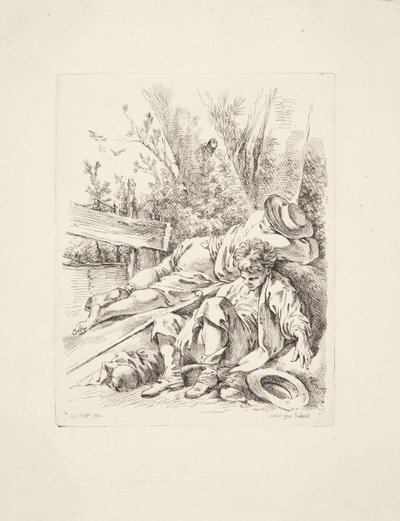 Two Boys Sleeping Against a Tree by Marie Jeanne Boucher