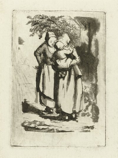 Two Standing Peasant Women, One with a Child in Her Arms by Marie Lambertine Coclers