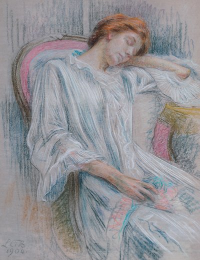 A Young Woman Asleep in a Chair by Marie Louise Catherine Breslau