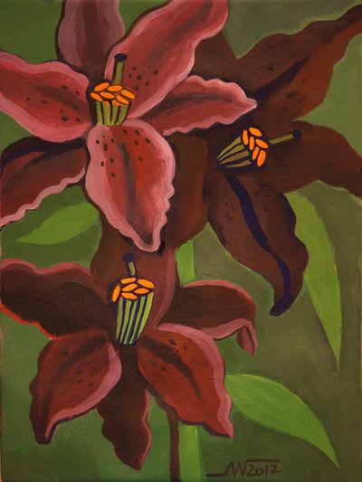 Deep Red Lilies by Marina Gorkaeva