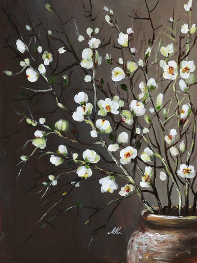 White Blossoms in Vase by Marina Kozyr
