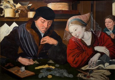 The Banker and His Wife by Marinus van (follower of) Reymerswaele