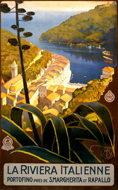 La Riviera Italienne Travel Poster, c.1920 by Mario Borgoni