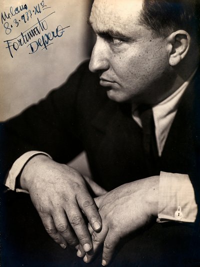 Portrait of the Futurist painter Fortunato Depero taken on March 8 by Mario Castagneri