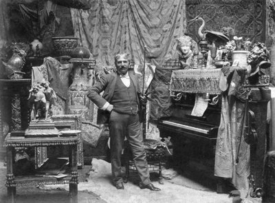 Full-Length Portrait of the Painter Francesco Vinea in the Study of Place Donatello in Florence by Mario Nunes Vais