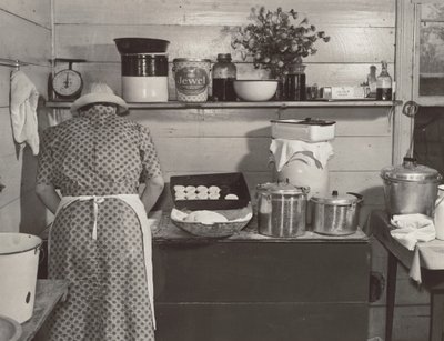 One of the Wilkins Family Making Biscuits for Dinner on Cornshucking Day at Mrs. Fred Wilkins