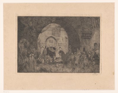 Eastern Riders and People by a Gate by Marius Bauer (signed by artist)