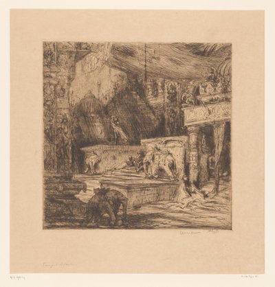Elephants and Figures by a Temple by Marius Bauer