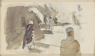 Street with figures in Biskra by Marius Bauer