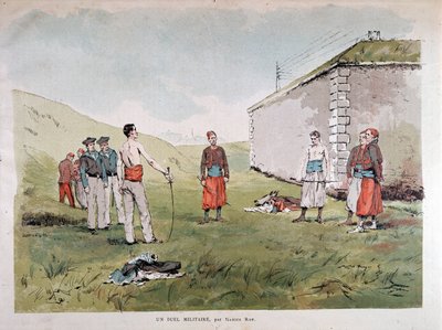 A military duel - watercolour by Marius Roy, Musee Carnavalet by Marius Roy