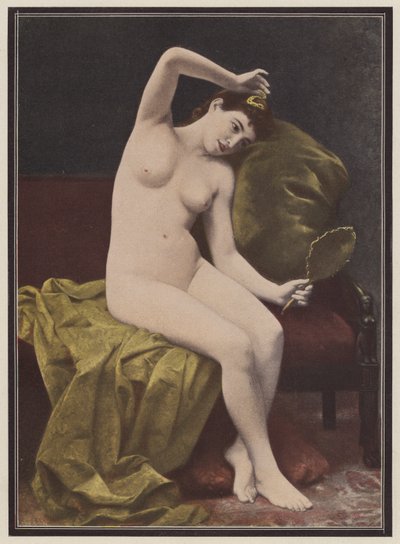 Coquetry, woman with a mirror by Marius Vasselon