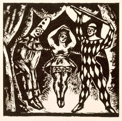 Harlequinade, woodcut by Roger Fry by Mark Gertler