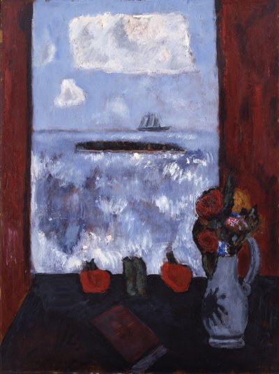 Summer, Sea, Window, Red Curtain, 1942 by Marsden Hartley