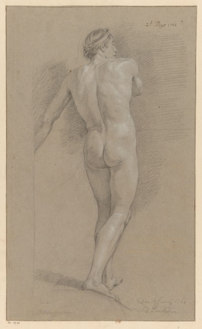 Standing Male Nude, Seen from the Back (2nd Prize 1766) by Marten Houtman