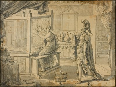 Arachne Being Turned into a Spider by Minerva by Marten de Vos