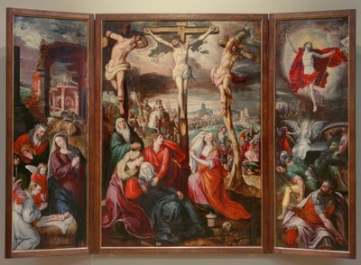 Crucifixion - Birth of Christ - Resurrection of Christ by Marten de Vos