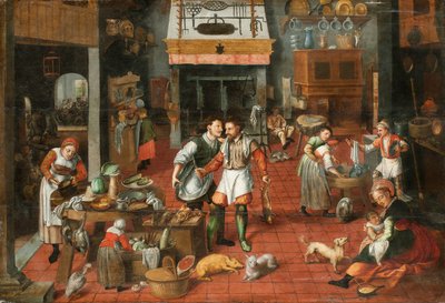 Kitchen Interior by Marten van Cleve the Elder