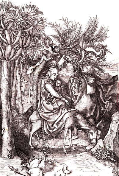 The Flight to Egypt, the Holy Family by Martin (after) Schongauer