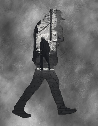 Old Man Walking Silhouette by Martin Agius