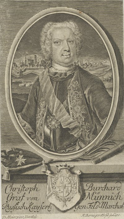 Portrait of Count Burkhard Christoph von Münnich by Martin Bernigeroth