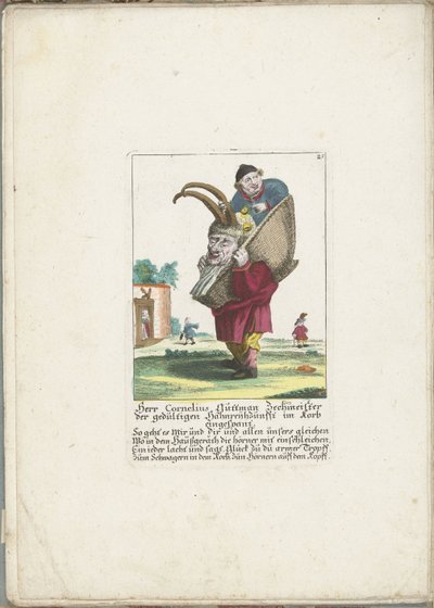 The Dwarf Cornelius Guttman as Hornbearer, ca. 1710 (Il Callotto Resurrected or Newly Arranged Dwarf Cabinet) by Martin Engelbrecht (attributed to)
