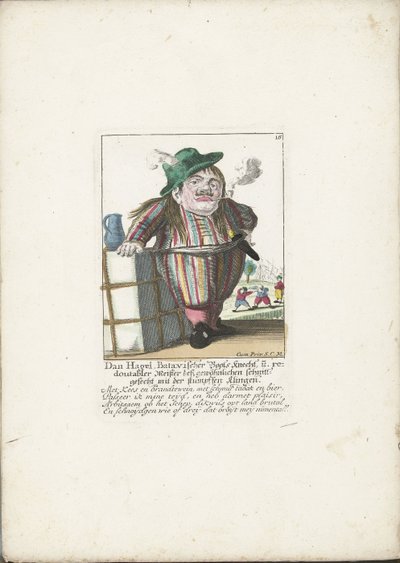 The Dwarf Dan Hagel as a Dutch Boatswain, ca. 1710 by Martin Engelbrecht (attributed to)