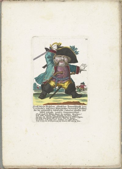 The Dwarf Hanß Görge Prijhann as a Fierce Officer, ca. 1710 by Martin Engelbrecht (attributed to)