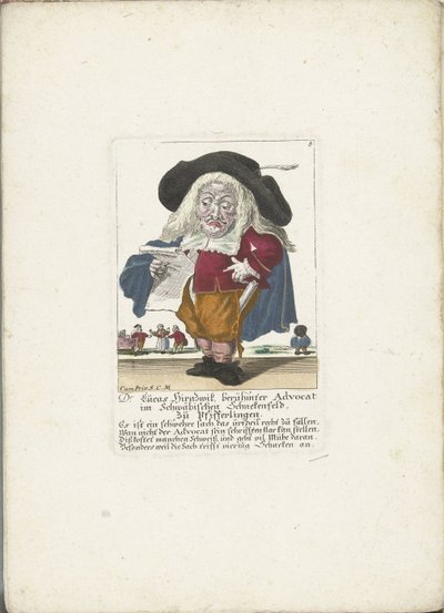 The Dwarf Lucas Hirnzwik as a Lawyer, ca. 1710 by Martin Engelbrecht (attributed to)