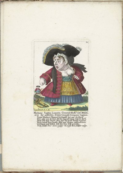 The Dwarf Madame Sophia Luxuria, ca. 1710 by Martin Engelbrecht (attributed to)