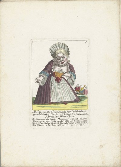 The Dwarf Mademoiselle Poupon, as a Parisian Beauty, ca. 1710 by Martin Engelbrecht (attributed to)