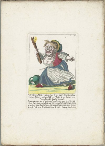 The Dwarf Malper Höllriglin as Landlady, ca. 1710 by Martin Engelbrecht (attributed to)