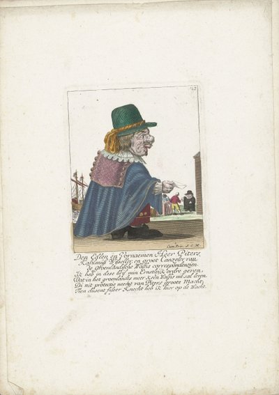 The Dwarf Piters Kahlmüß Wisseller as a Whaler, ca. 1710 by Martin Engelbrecht (attributed to)