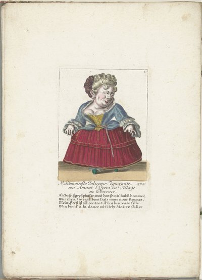 Dwarf as the French Mademoiselle Jolicoeur, ca. 1710 by Martin Engelbrecht (attributed to)