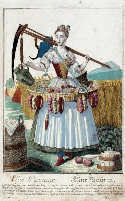 A Peasant Woman (Engraving) by Martin Engelbrecht