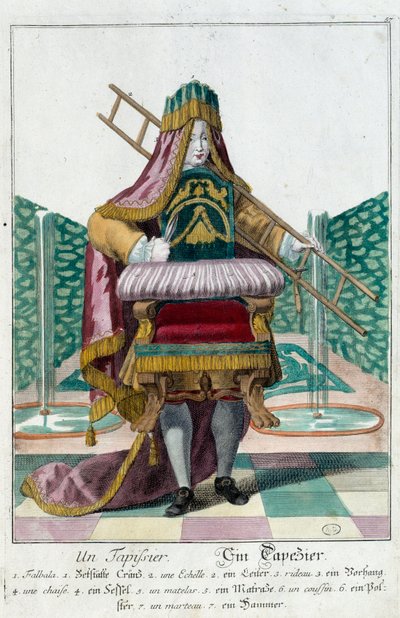 A upholstery, engraving by Martin Engelbrecht, 18th century, Paris, Decorative Arts by Martin Engelbrecht