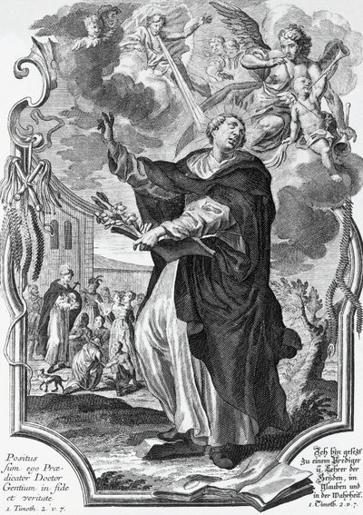 Vincent Ferrer, Spanish Dominican, engraving by Martin Engelbrecht by Martin Engelbrecht