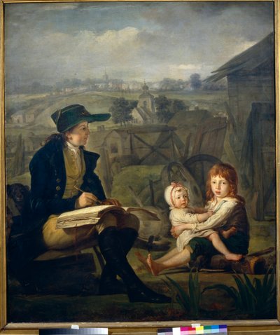 Werther Drawing Children, Illustration of the Novel 