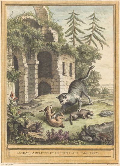 The Cat, the Weasel, and the Rabbit by Martin Marvie after Jean Baptiste Oudry