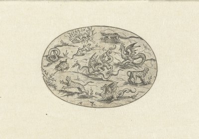 Oval with Reptiles, Felines, and Fantasy Creatures (Nev Thier Bvechlein) by Martin Pleginck
