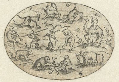 Oval with Fourteen Animals by Martin Pleginck