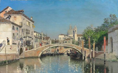 A Venetian Canal with Gondolas, Santa Maria Della Salute Beyond by Martín Rico y Ortega