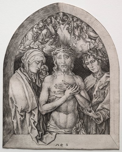 Christ as the Man of Sorrows between the Virgin and St. John by Martin Schongauer