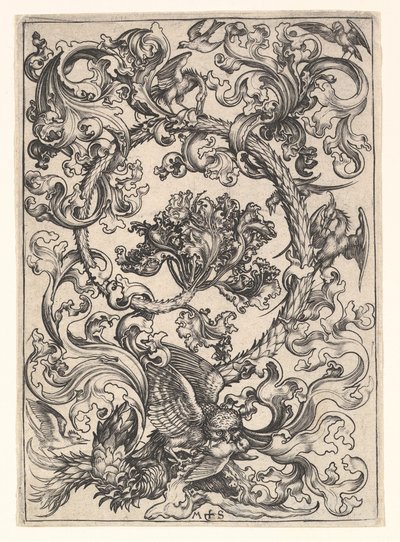 Ornament with Owl Mocked by Day Birds by Martin Schongauer